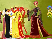 Charming Vietnamese Girl dress up game online, a girl wearing beautiful traditional Vietnamese outfits like the Ao Dai