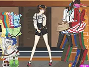 Boom Boom Girl online game screenshot, a character being styled with cute modern clothes, free fashion dress-up game on PlayArcadeHub