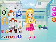 School Jean Collection free online dress-up game, little girl wearing a stylish denim jacket and jeans ready for school on PlayArcadeHub