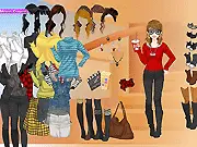 Screenshot of Kate in the Cinema dress-up game, Kate dressed for a movie night, play free casual online game