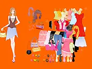 Charming Light free online dress-up game, model wearing an elegant, light-colored flowing gown and accessories on PlayArcadeHub