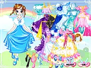 Rainbow Princess free online dress up game with colorful gowns and accessories