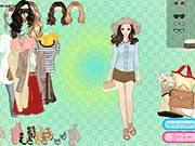 Screenshot of Chiffon Cutie dress up game showing a stylish young woman wearing a pink chiffon dress