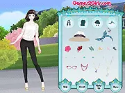 Model wearing a flowing chiffon dress in the Summer Chiffon dress up game