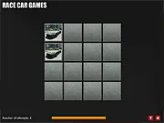 Jaguar Memory car matching game online, showing a grid of cards with car logos underneath.
