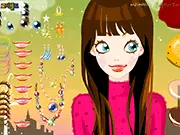 Screenshot of the 'A Bold Lipstick' online game interface showing a girl with various makeup and clothing options available for selection