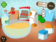 Screenshot of Clover Cake Baking game showing a finished, green-frosted, clover-shaped cake decorated with white piping and candies