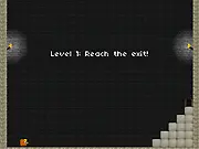 Screenshot of Mini-Taur online gravity puzzle game, showing a small minotaur character walking on the ceiling of a labyrinth.