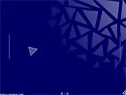 A minimalist, retro-style screenshot of the Tri-Pong game featuring a white paddle on one side of the screen and a fast-moving triangular projectile.