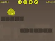 The jelly blob being launched from a platform in Eat My Jelly Level Pack free online game.