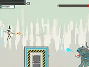 Playing Code Blue online, the robot Sirius-4D engaging organic life forms in a free shooter game