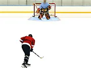 Slap Shot free online ice hockey game challenging you to beat the keeper with a powerful shot on PlayArcadeHub