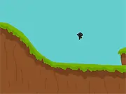The small ninja character exploring a platforming environment in the free online adventure game, Mini Ninja