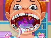 Baby Oral Treatment free online dentist game screenshot showing the baby's mouth being cleaned