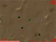 Hit Fight 2 free online top-down shooter game screenshot showing a character blasting enemies in a chaotic military zone