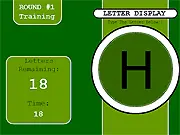 Type Masta game screenshot showing letters rapidly scrolling down the screen to be typed by the player.