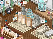 Screenshot from My Beauty Spa Panic game, showing the busy spa salon interface with customers waiting for beauty treatments.