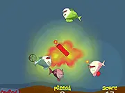 Redneck Fishin' free online arcade game showing sticks of dynamite exploding fish in a river