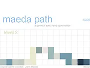 Maeda Path online skill game screenshot showing a computer mouse cursor centered perfectly on a narrow, winding gray path.