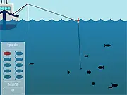 Gameplay screenshot of Fishing The Sea, a free online game where you catch fish by carefully controlling the reeling speed
