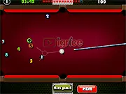 Colorful Billiard online game screenshot, shooting the cue ball toward numbered pool balls