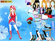 Free online game screenshot of the cute girl Jacy wearing a trendy outfit, ready for her fashion makeover in Jacy Dressup