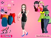 Roxi Dress Up game screen showing the character Roxi ready for a fashion makeover with various clothing options and accessories.