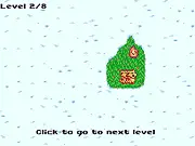 Screenshot of the free online game Dragon Defroster, showing small dragons frozen in snow, waiting for the player to melt the ice and solve the physics puzzle