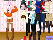 Screenshot of Design Diva fashion game, featuring a model being styled with new clothes, dress-up game online, free styling game