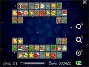 Christmas Connect Match puzzle game screen showing holiday items like ornaments and gingerbread men to connect, play free online