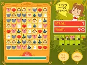 My Puzzle Pet Match 3 online game screenshot showing a grid of cute animal icons like a dog, cat, and bunny being matched to score points.