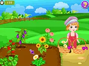 First Family Holiday At The Farm game screenshot, little girl doing chores on a tiny farm, play free online simulation game