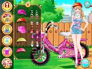 Play Cute Girl Bicycle Lover dress up game free online, style a fashionable girl and her bike.