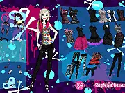 Emo Girl Fashion free dress up game online screenshot, styling a model in dark punk-inspired clothes
