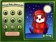 Panda Baby Dress Up free online game screenshot showing an adorable baby panda wearing a cute customized outfit and accessories on PlayArcadeHub