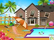 Vacation Villa Renovation game screen showing a luxurious house interior being remodeled, play free online