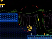 Screenshot of the free online roguelike game Super Knight Quest, showing a knight character mid-jump in a dangerous, dark side-scrolling dungeon level