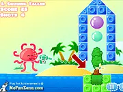 Free online puzzle game Bubbulz Pop featuring a squid using a water pistol to burst bubbles