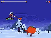 Hoversword Hustle free online game, showing Prohyas and Vambre from Mighty Magiswords riding on top of a flying sword