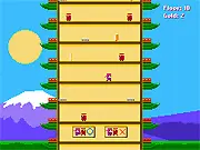 Pagoda Climb free online action game, kick ninjas, collect coins, vertical platformer, arcade climber