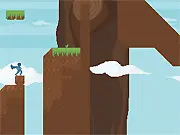 Platforman game screenshot showing a pixelated character jumping over spikes in a retro-style level.