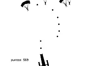 Parachute game screenshot showing a defense gun shooting at parachutists falling from the sky.