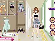 Party Night Fashion free online dress-up game screenshot showing a girl in a glamorous dress with accessories, play free game on PlayArcadeHub