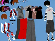 Emo Boy Dress Up game art showing a character with black hair and dark clothes, styling alternative fashion