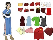 Screenshot of Avatar Girls Dress Up online game, featuring stylized female characters from the Avatar universe wearing custom-designed outfits.