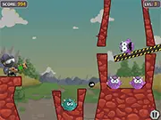 Aliens Get Out free online puzzle shooter game, use bombs to kill aliens, PlayArcadeHub