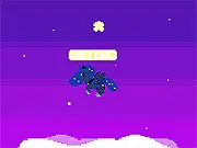 Screenshot of Luna's Falling Stars game showing the character Luna knocking back a bright yellow falling star while avoiding dark meteors in the night sky.