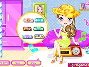 Peach Like Music free dress up game character choosing a new dress to match the radio music rhythm