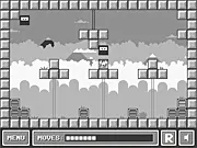 Ninja Twins puzzle game screenshot showing two block characters trying to reach a treasure chest
