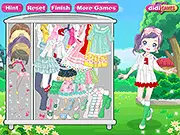Pastel Spring Dress Up free online game featuring a girl wearing a beautiful pastel pink spring dress and flowers